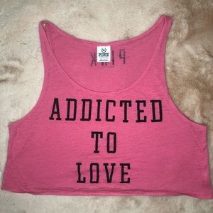 PINK “ADDICTED TO LOVE” CROP TOP
